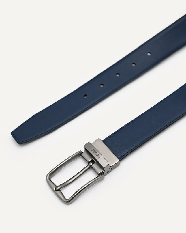 Embossed Leather Reversible Pin Belt