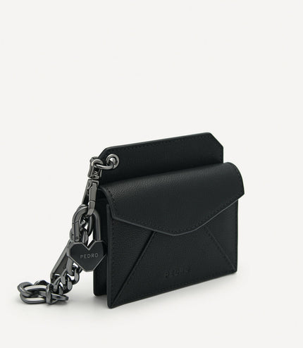 Leather Bi-Fold Card Holder with Key Chain