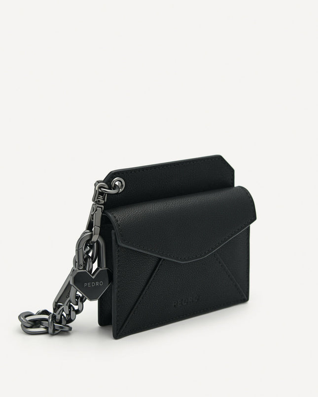 Leather Bi-Fold Card Holder with Key Chain