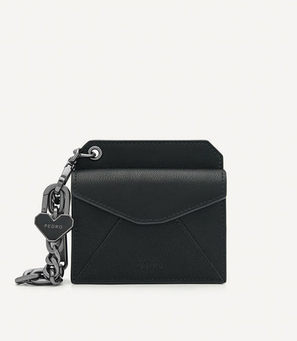 Leather Bi-Fold Card Holder with Key Chain