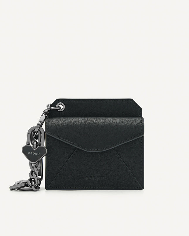 Leather Bi-Fold Card Holder with Key Chain