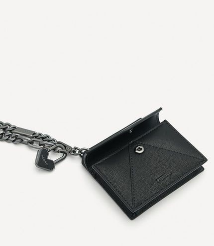 Leather Bi-Fold Card Holder with Key Chain