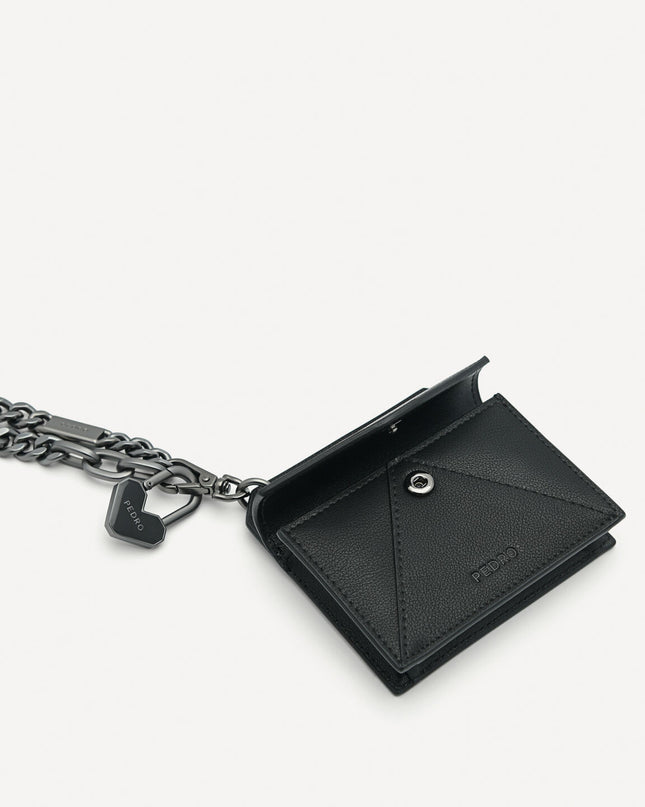 Leather Bi-Fold Card Holder with Key Chain