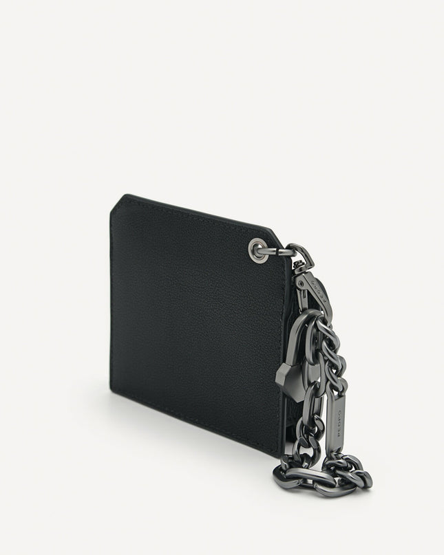 Leather Bi-Fold Card Holder with Key Chain