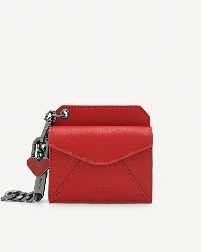 Leather Bi-Fold Card Holder with Key Chain