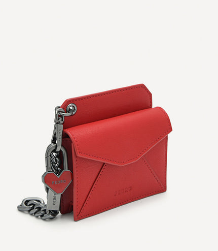 Leather Bi-Fold Card Holder with Key Chain