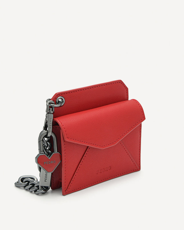 Leather Bi-Fold Card Holder with Key Chain