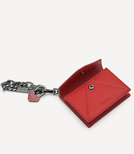 Leather Bi-Fold Card Holder with Key Chain