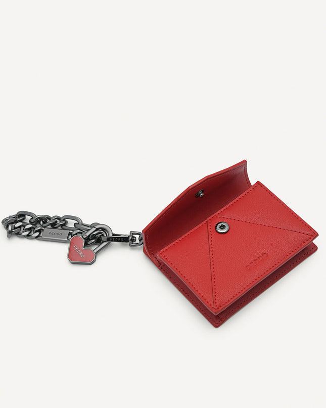Leather Bi-Fold Card Holder with Key Chain