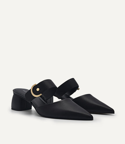 Yasmin Leather Heel Mules