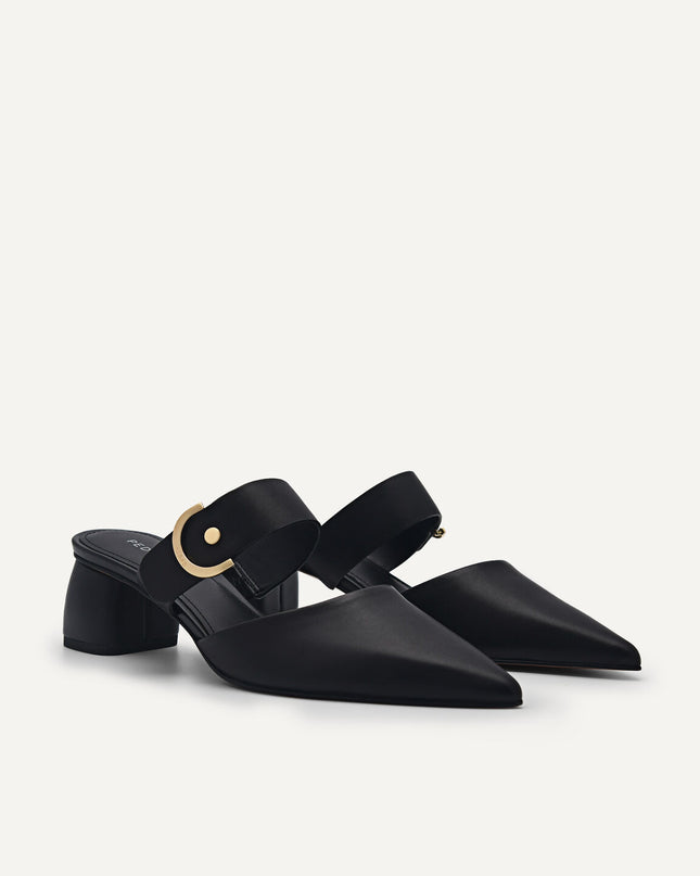 Yasmin Leather Heel Mules