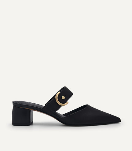 Yasmin Leather Heel Mules
