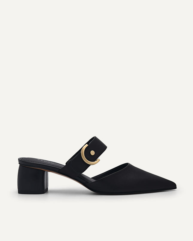 Yasmin Leather Heel Mules