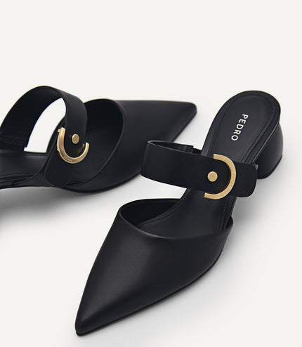 Yasmin Leather Heel Mules
