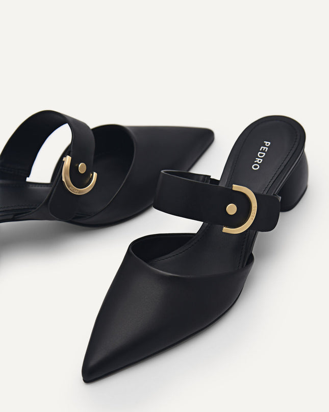 Yasmin Leather Heel Mules