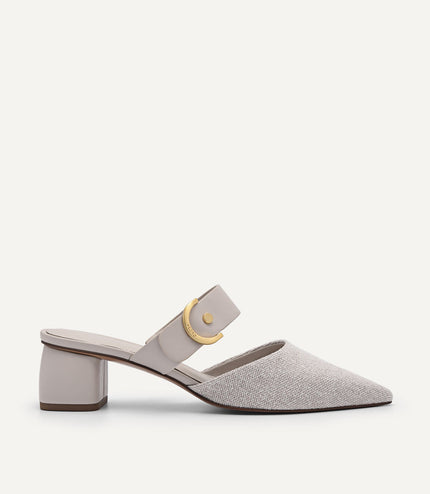 Yasmin Linen Heel Mules