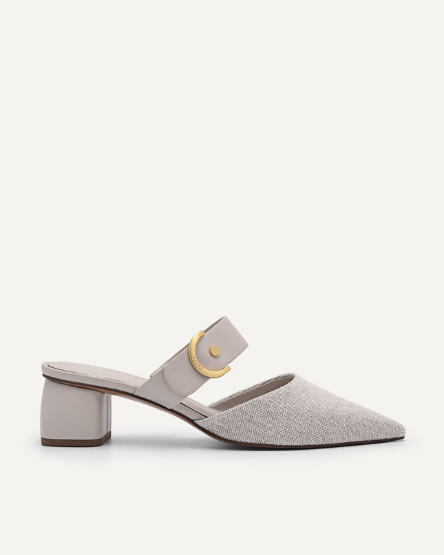 Yasmin Linen Heel Mules