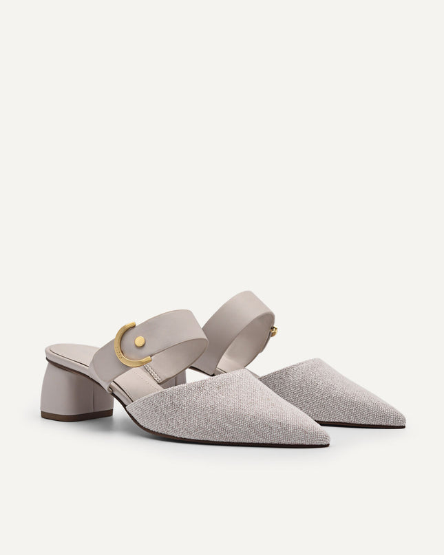 Yasmin Linen Heel Mules