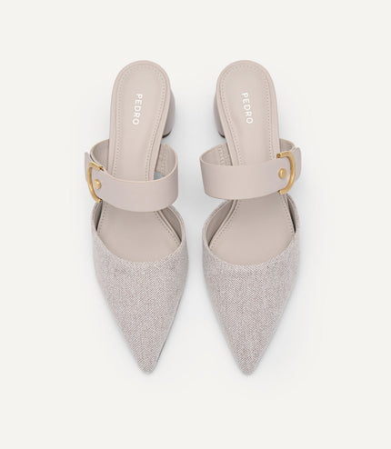 Yasmin Linen Heel Mules