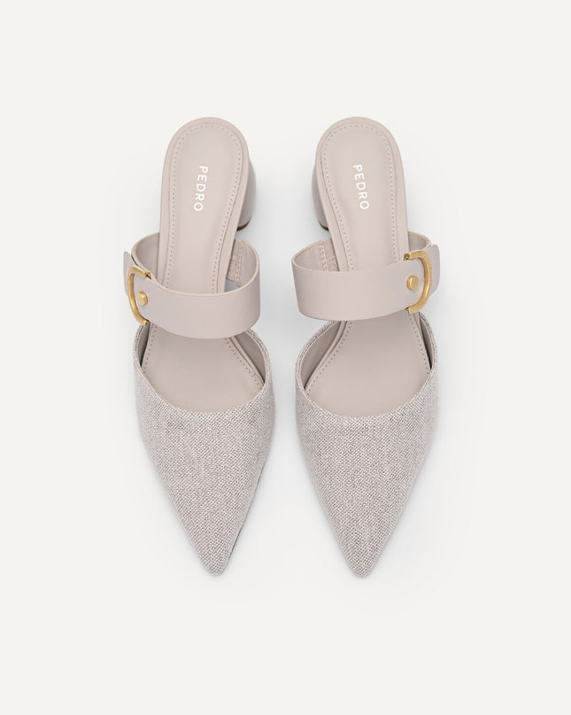 Yasmin Linen Heel Mules