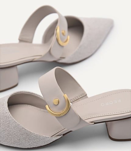 Yasmin Linen Heel Mules