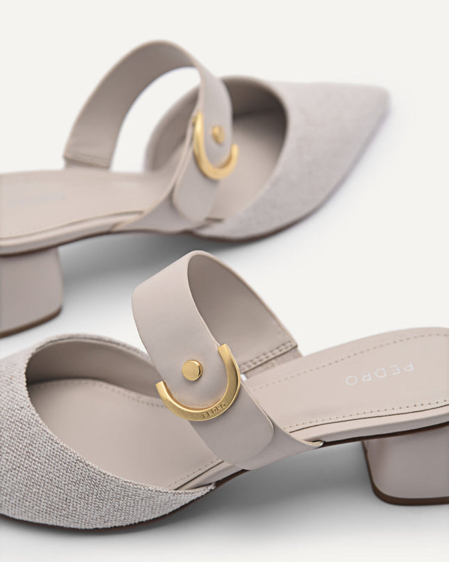 Yasmin Linen Heel Mules
