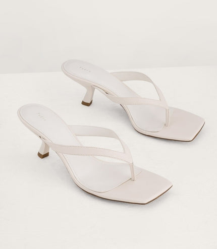Square Toe Thong Heeled Sandals