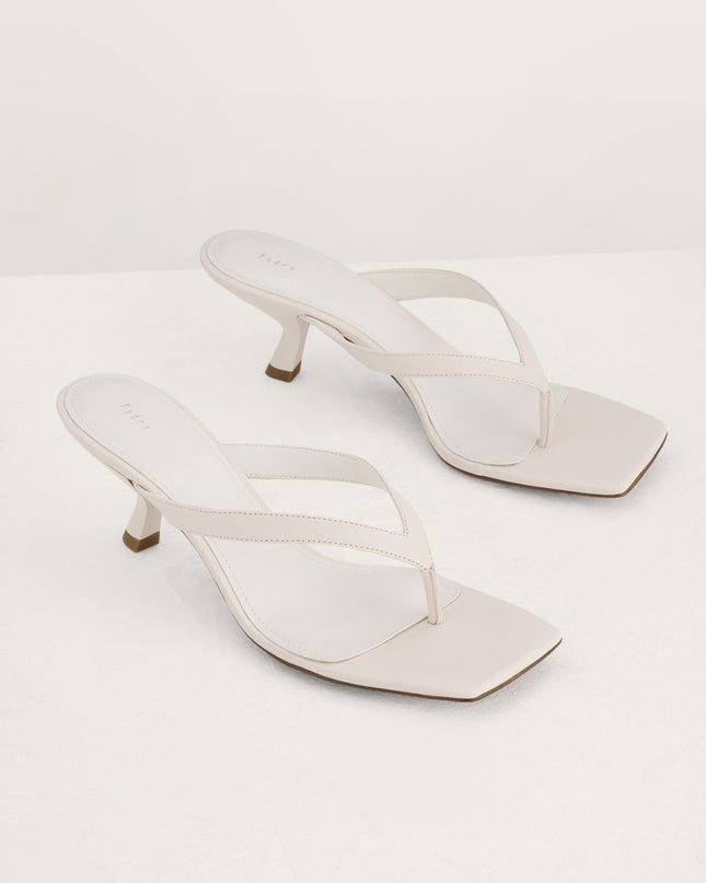 Square Toe Thong Heeled Sandals