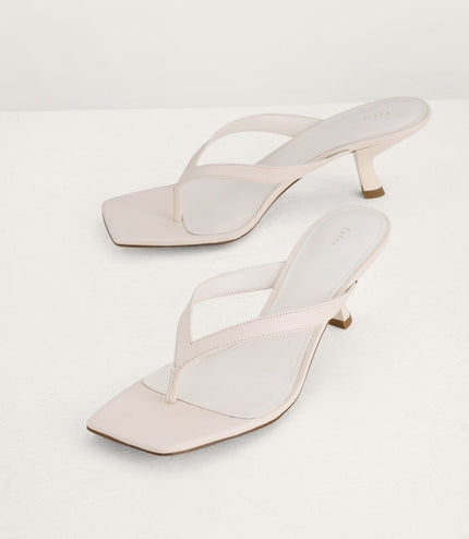 Square Toe Thong Heeled Sandals