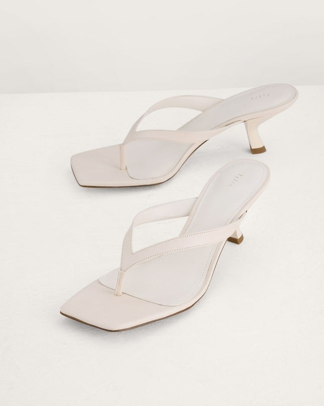 Square Toe Thong Heeled Sandals