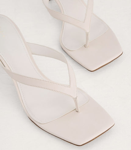 Square Toe Thong Heeled Sandals