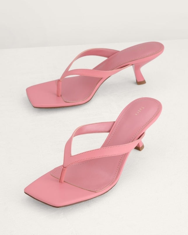 Square Toe Thong Heeled Sandals
