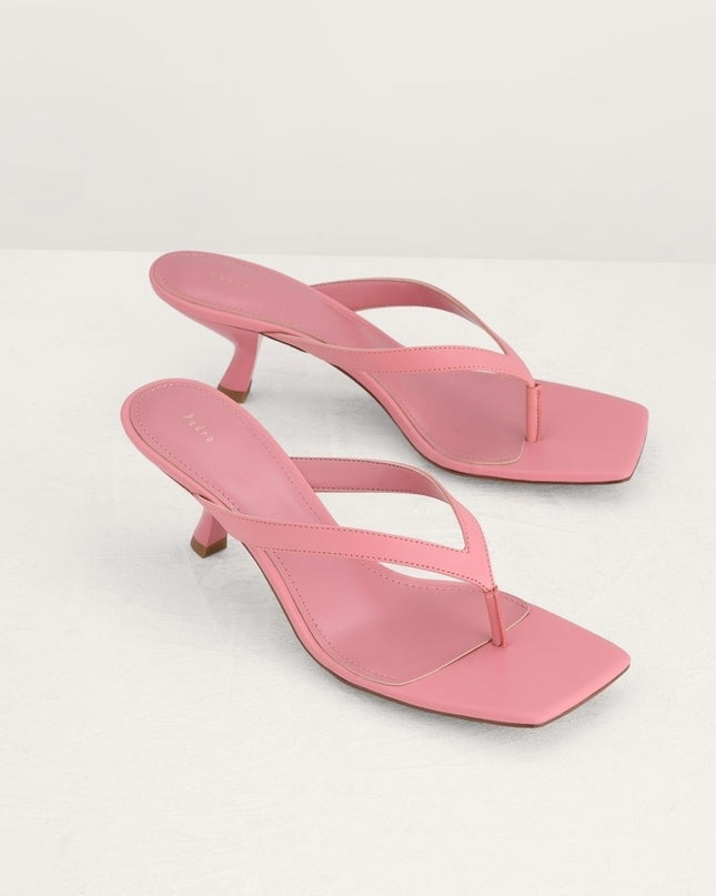 Square Toe Thong Heeled Sandals