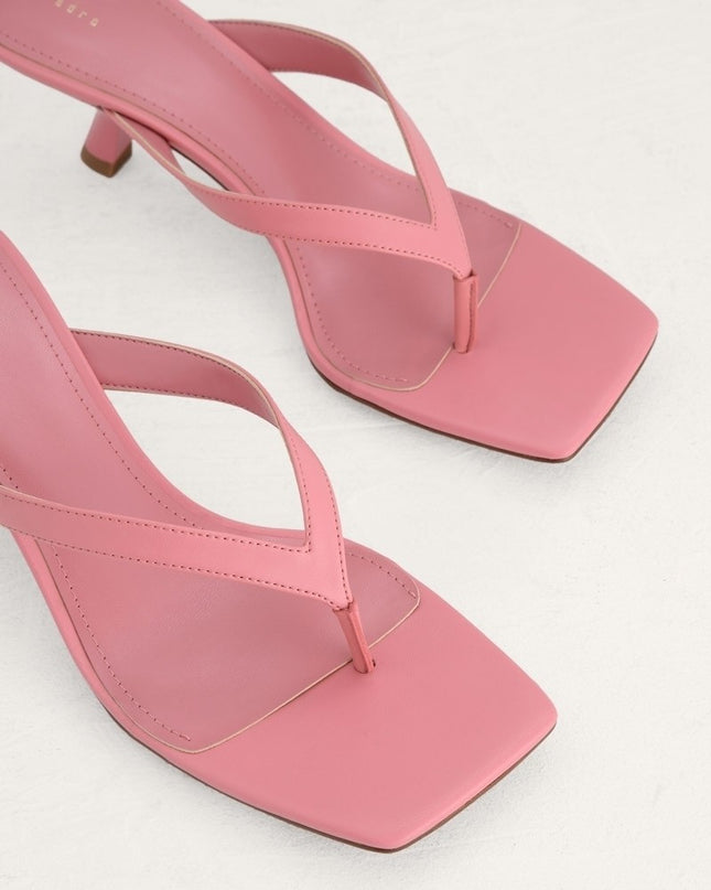 Square Toe Thong Heeled Sandals