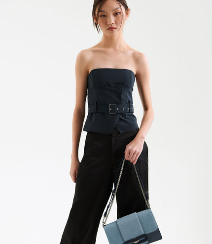PEDRO Studio Kate Leather & Denim Shoulder Bag