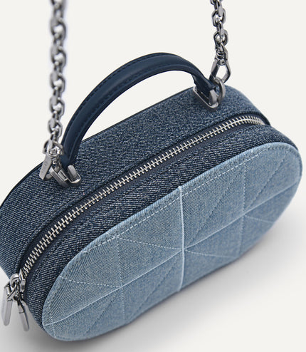 PEDRO Studio Cara Leather & Denim Mini Shoulder Bag in Pixel