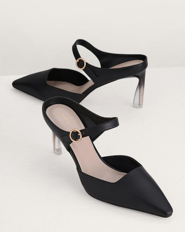 Leather Buckled Heels