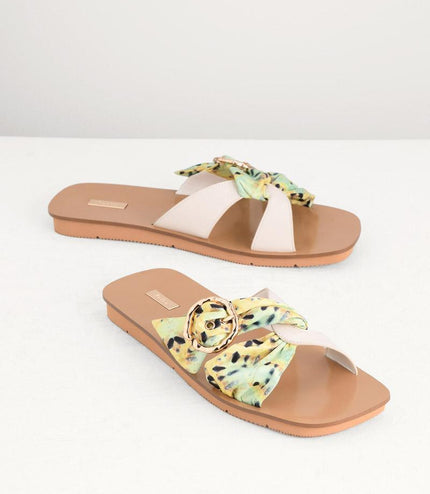 Suede-Trimmed Cross Sandals