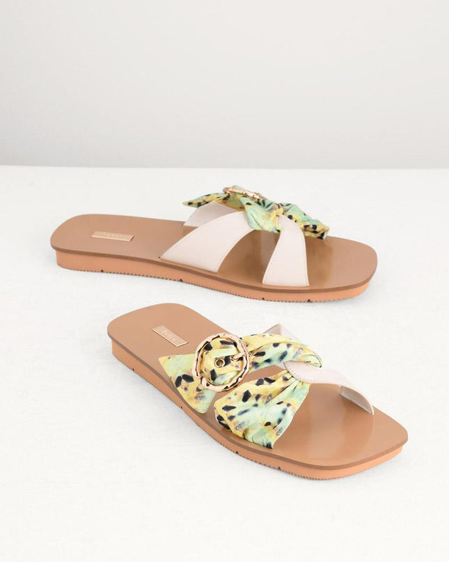 Suede-Trimmed Cross Sandals