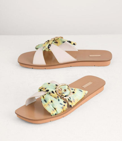 Suede-Trimmed Cross Sandals
