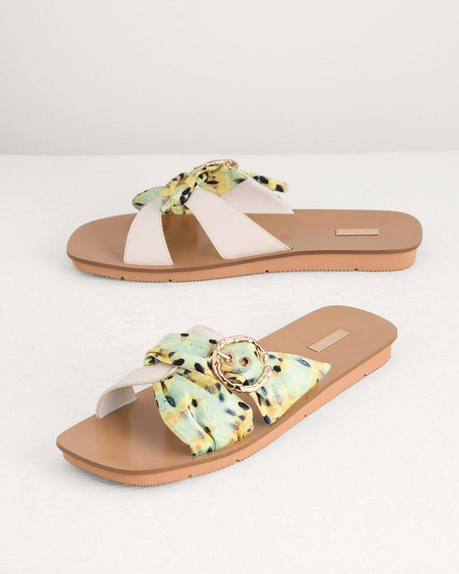 Suede-Trimmed Cross Sandals