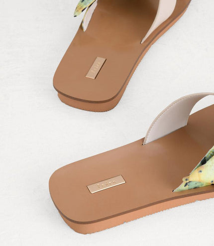 Suede-Trimmed Cross Sandals