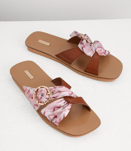 Suede-Trimmed Cross Sandals