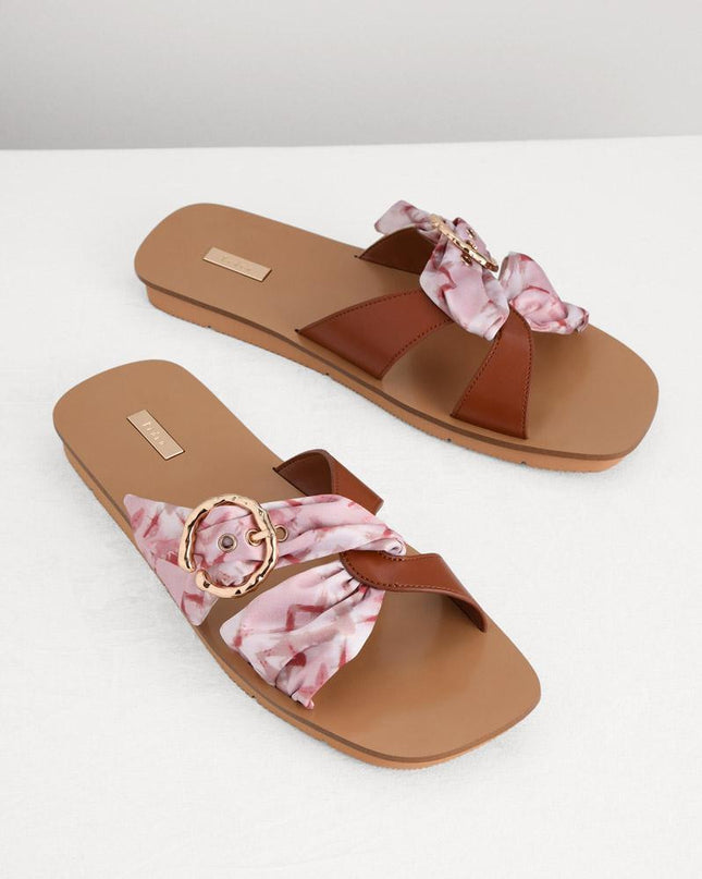 Suede-Trimmed Cross Sandals