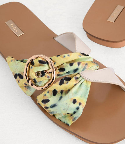Suede-Trimmed Cross Sandals