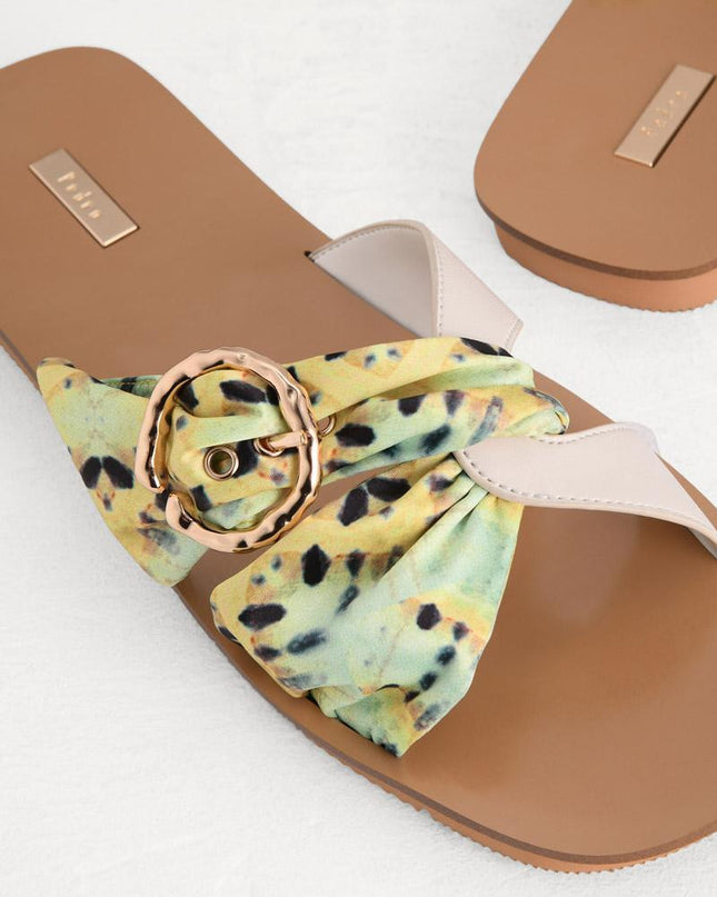 Suede-Trimmed Cross Sandals