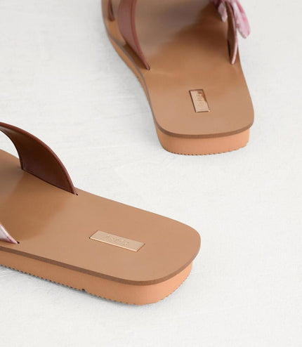 Suede-Trimmed Cross Sandals