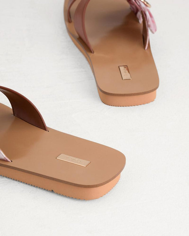 Suede-Trimmed Cross Sandals