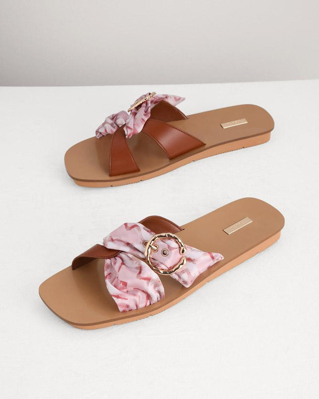 Suede-Trimmed Cross Sandals