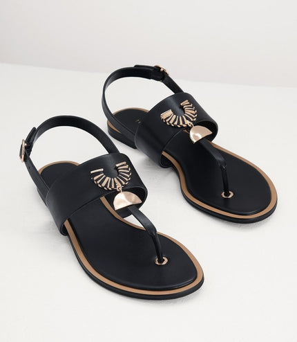 Fan Embellished Thong Sandals
